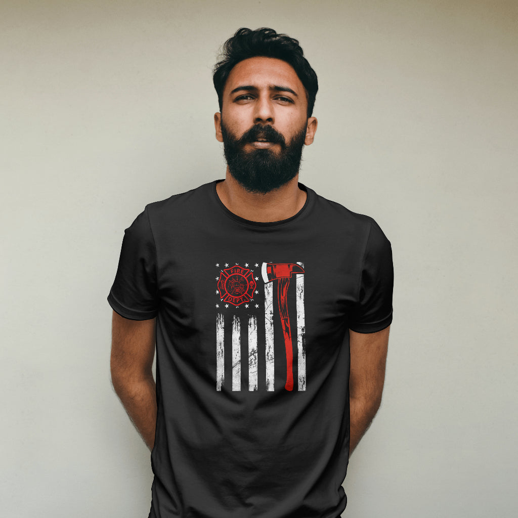 Fire Department and American Flag Unisex T-Shirt