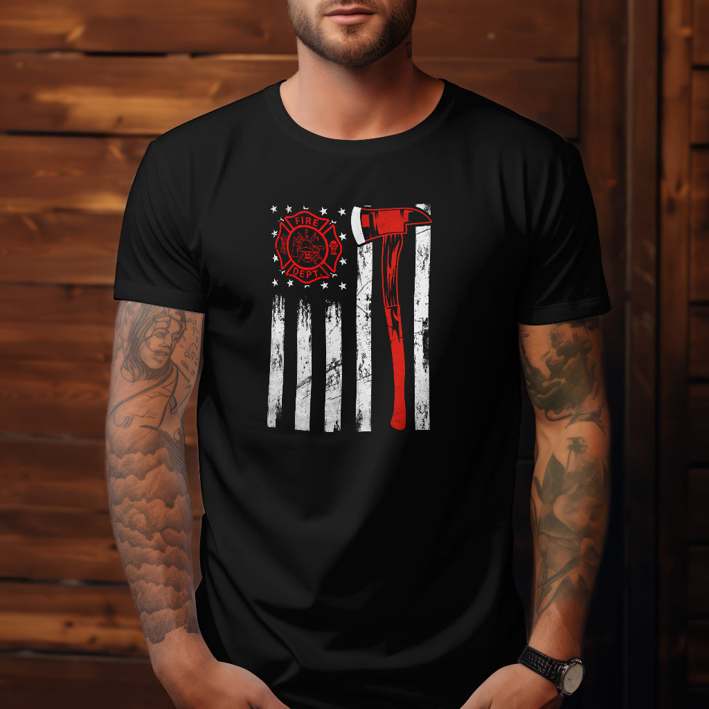 Fire Department and American Flag Unisex T-Shirt