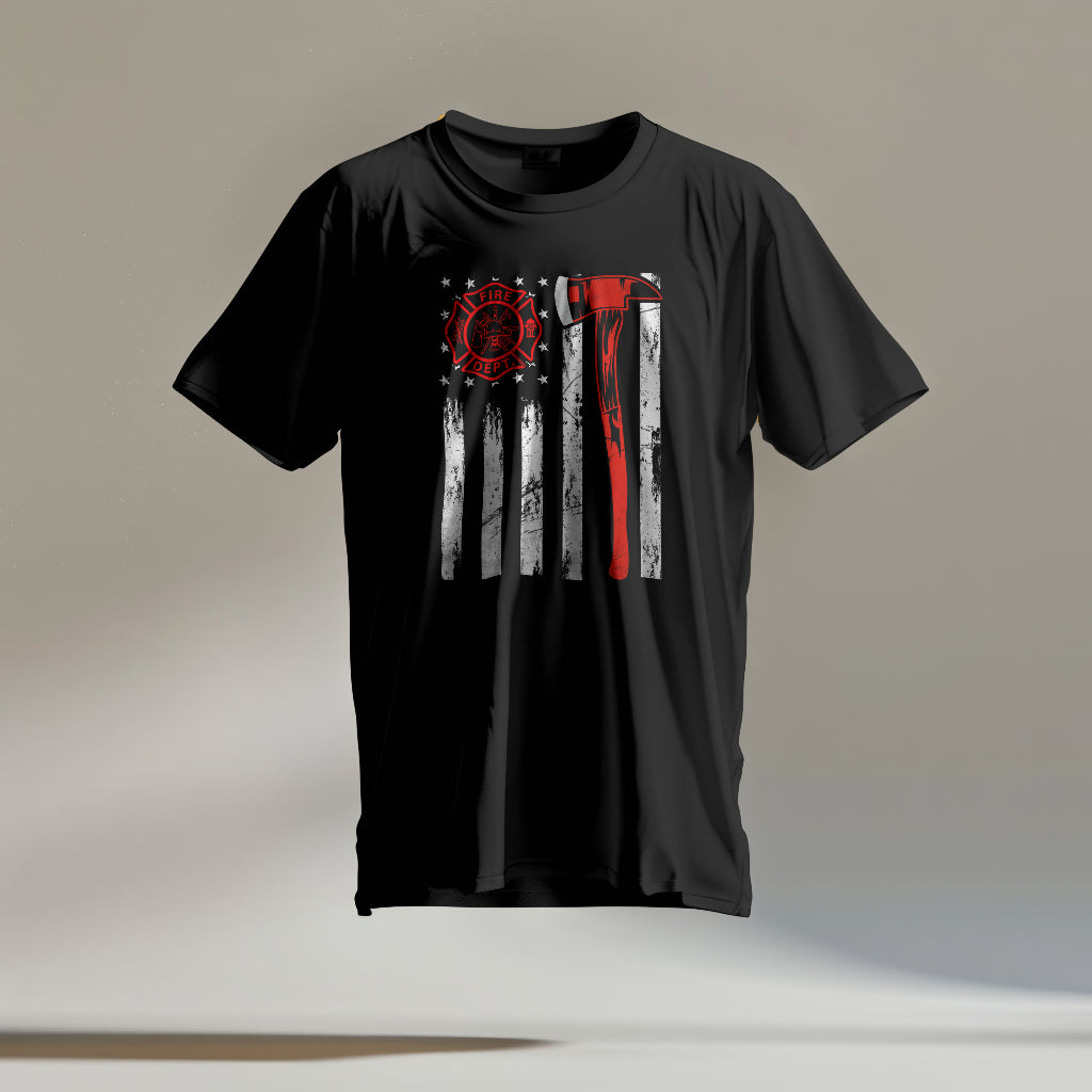 Fire Department and American Flag Unisex T-Shirt